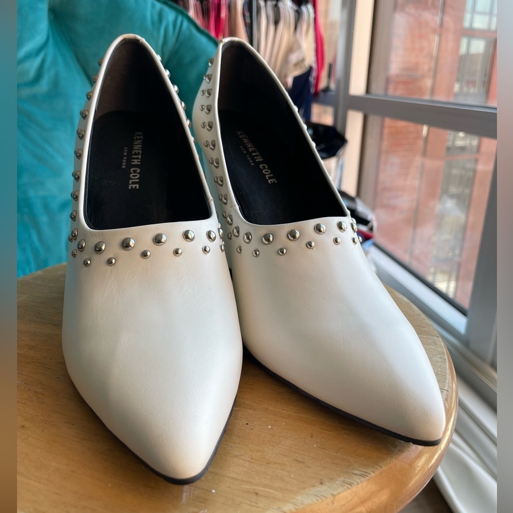 White Leather Heels by Kenneth Kole